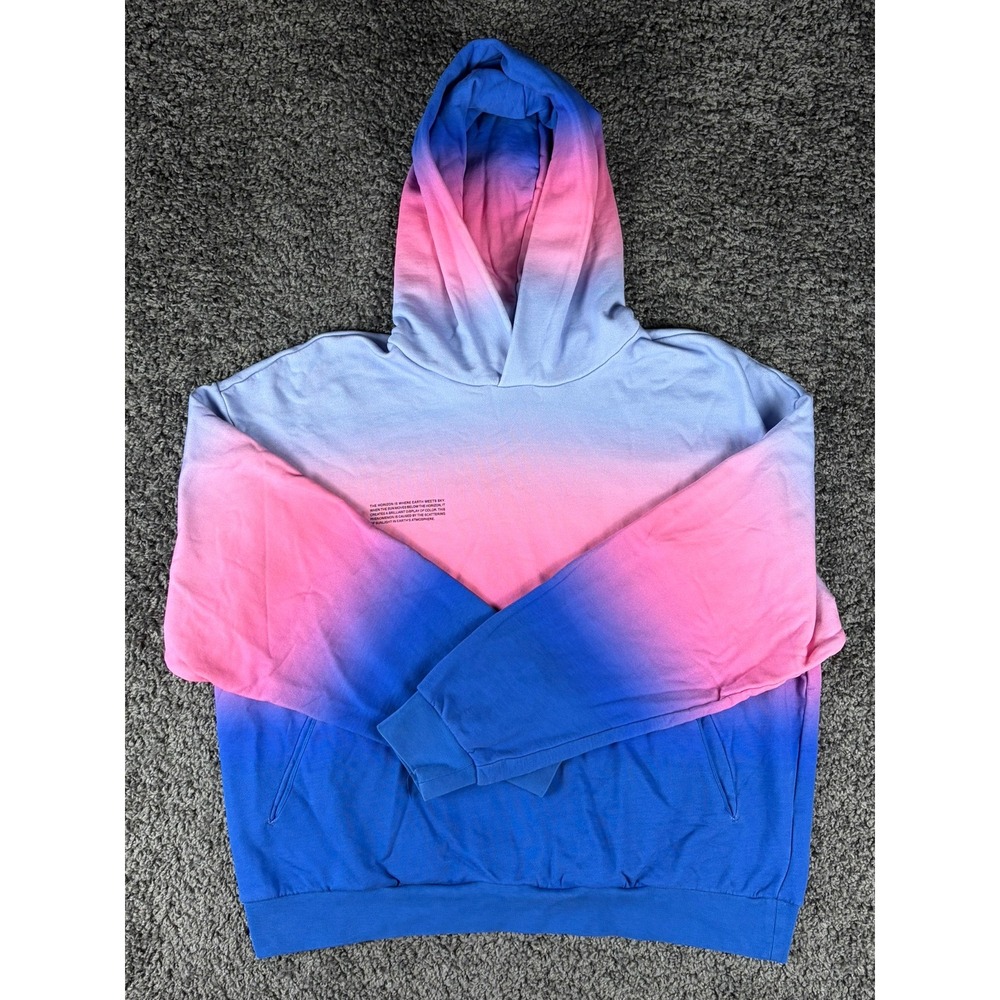 Pangaia Mens Horizon Ombre Gradient Hoodie Pink Blue Organic Cotton XL